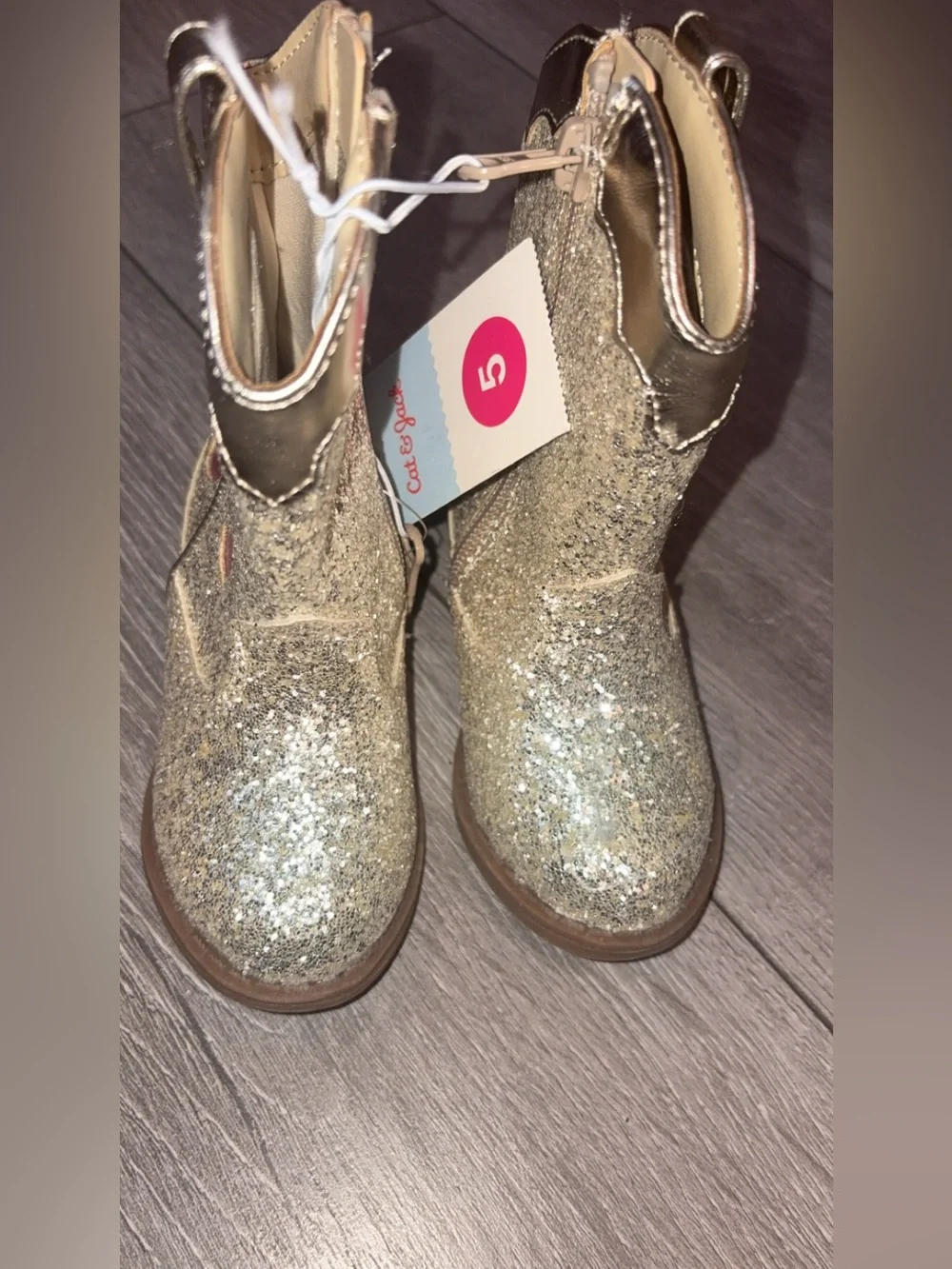 Cat & Jack Toddler Girls Size 5 Gold Dallas Cowboy Boots New W Tags Glitter